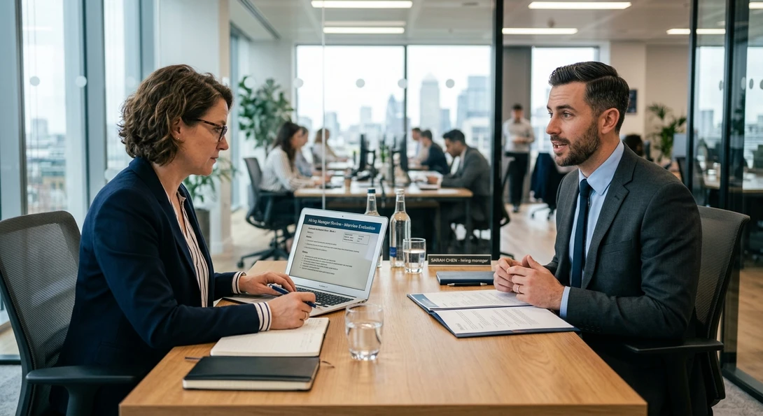Hiring manager evaluating candidate during interview