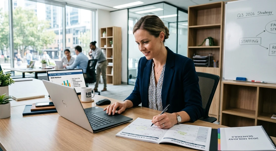 HR professional planning schedules using the 2026 federal holiday calendar