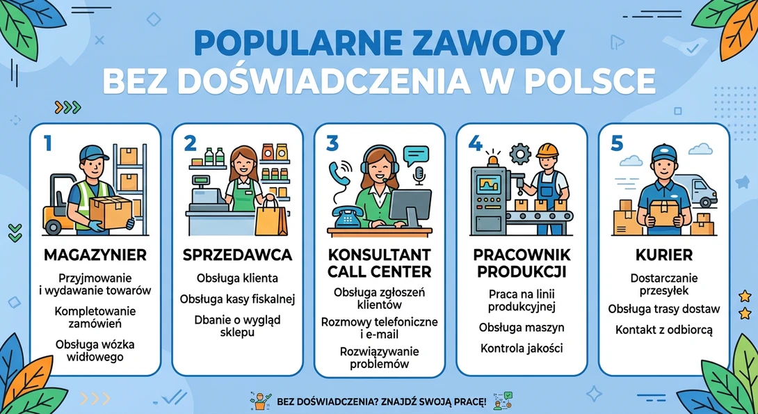 najpopularniejsze prace bez doświadczenia w Polsce